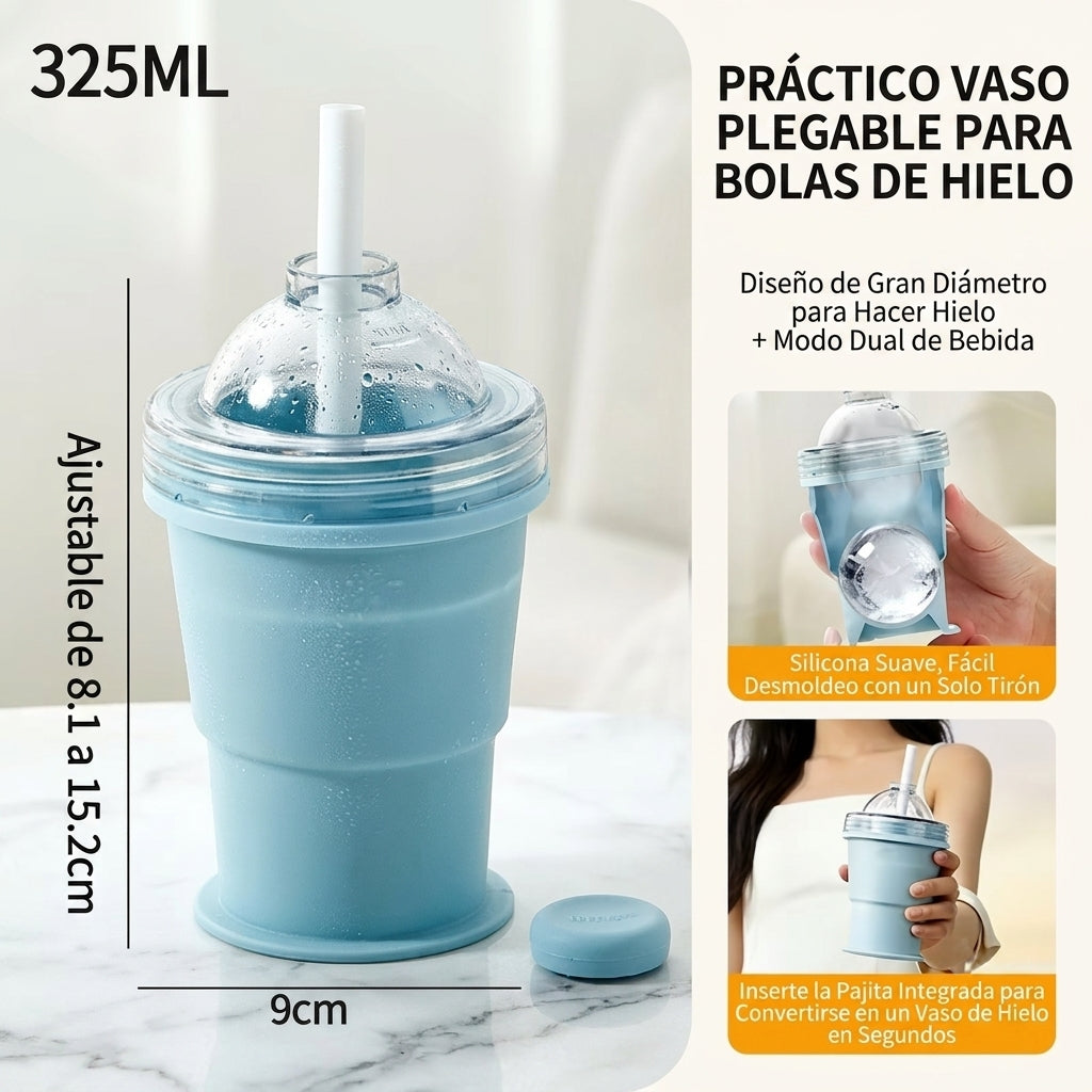 IceFoldZ | Botella Plegable 2 en 1 con Molde de Hielo