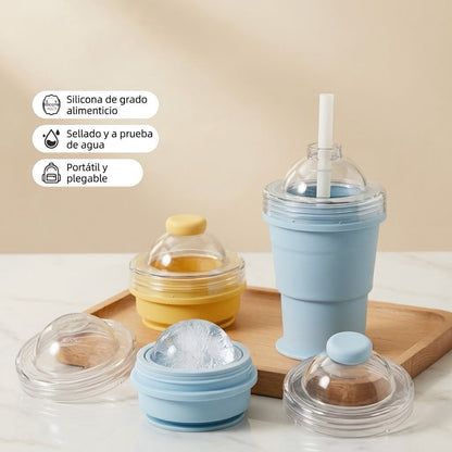 IceFoldZ | Botella Plegable 2 en 1 con Molde de Hielo