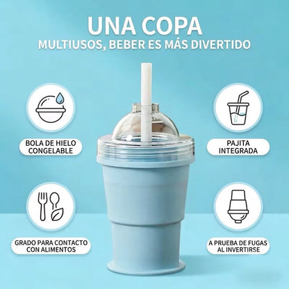 IceFoldZ | Botella Plegable 2 en 1 con Molde de Hielo